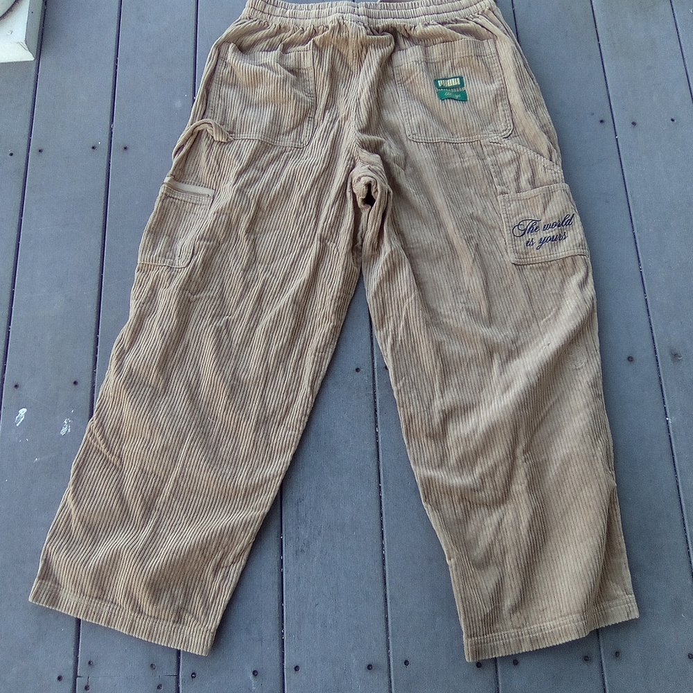 PUMA Tan Corduroy Pants with Embroidered Logo SIZE XL - Picture 7 of 10